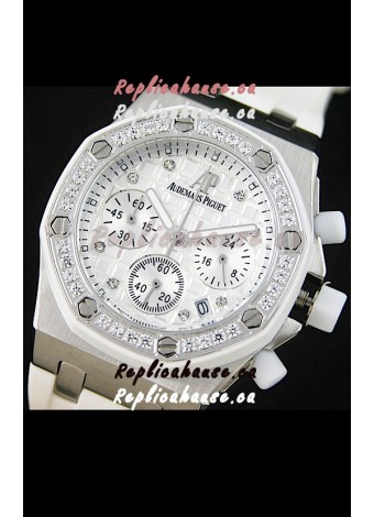 Audemars Piguet Royal Oak Offshore Lady Alinghi Swiss Watch in White Checkered Dial