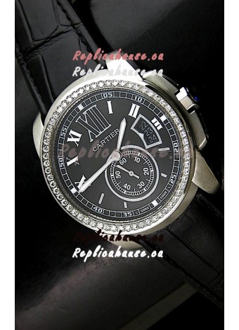 Cartier Calibre de Japanese Replica Watch in Black Dial