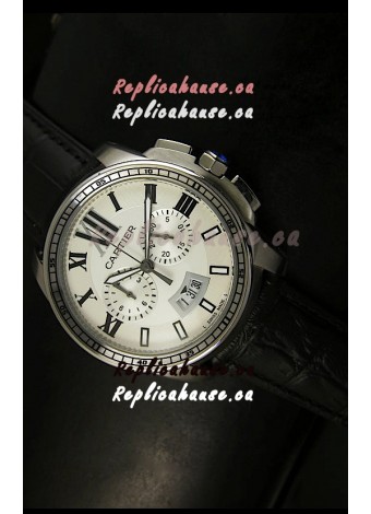 Calibre De Cartier Chronograph Japanese Replica Watch in Steel