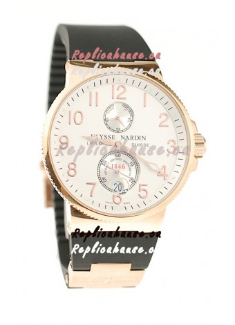 Ulysse Nardin Maxi Marine Chronometer Japanese Replica Rose Gold Watch