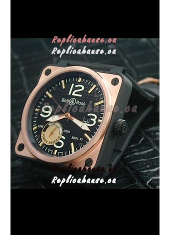 Bell and Ross BR01 97 Power Reserve Rose Gold Watch in Black Dial
