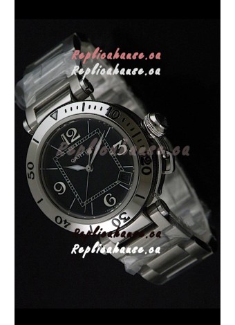 Cartier Pasha De Seatimer Japanese Quartz Watch in Black Dial