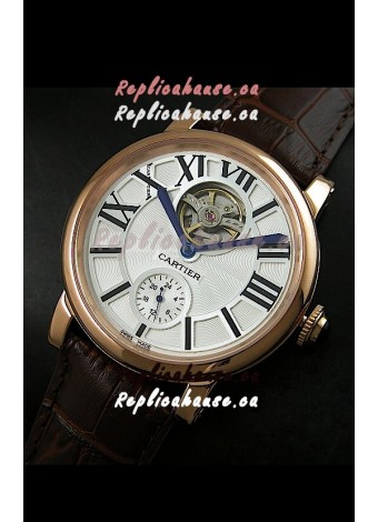 Ballon De Cartier Flying Tourbillon Japanese Replica Watch - Pink Gold Case