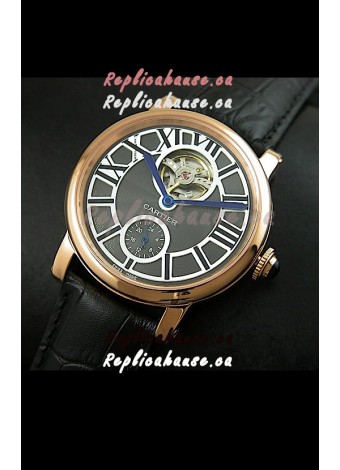 Ballon De Cartier Flying Tourbillon Japanese Replica Watch - Pink Gold Case