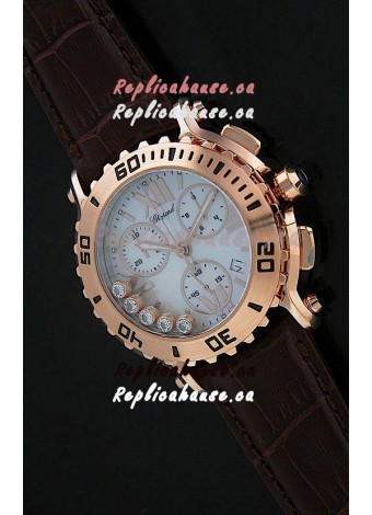 Chopard Happy Sport Swiss Replica Watch in Brown Strap