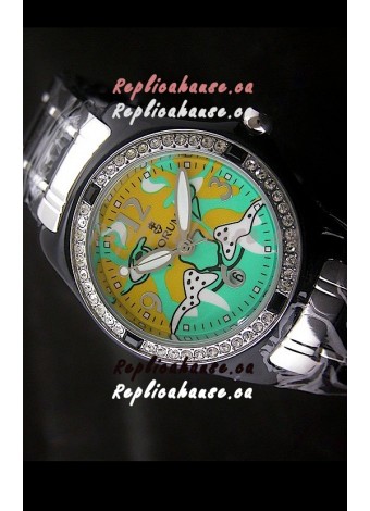 Corum Imitation Ceramics Japanese Replica Watch in Light Green & Yellow Dial