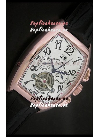 Franck Muller Tourbillon Japanese Replica Watch in Pink Rose Case 