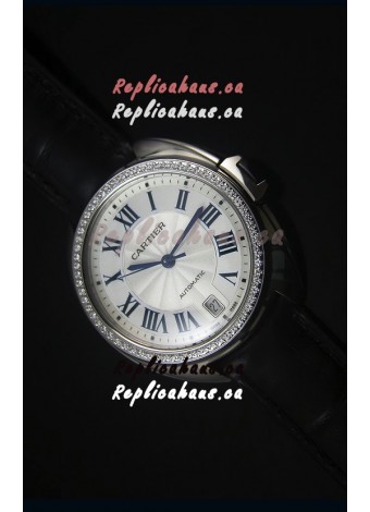 Cle De Cartier Watch 40MM Steel Case Diamonds Bezel - 1:1 Mirror Replica Watch