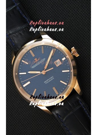 Jaeger LeCoultre Geophysic True Second Pink Gold Swiss Replica Watch Blue Dial 
