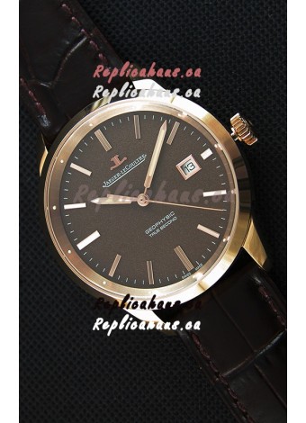 Jaeger LeCoultre Geophysic True Second Pink Gold Swiss Replica Watch Brown Dial 