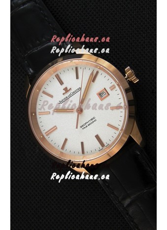 Jaeger LeCoultre Geophysic True Second Pink Gold Swiss Replica Watch White Dial 