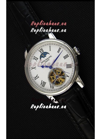 Patek Philippe Japanese MoonPhase Tourbillon Replica Watch White Dial