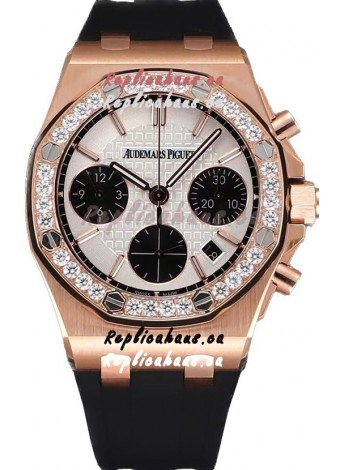 Audemars Piguet Royal Oak Offshore Rose Gold White Dial Chronograph 37MM - Swiss Replica Watch 