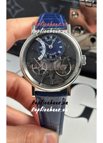 Breguet Tradition 7057BR/R9/9W6 Steel Casing Single Tourbillon Swiss Replica Blue Strap Watch