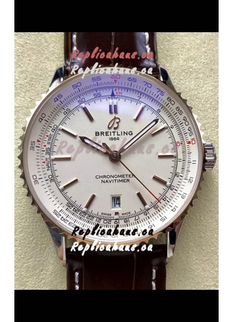 Breitling Navitimer 1 Automatic Swiss Replica Watch in White Dial Rose Gold Bezel