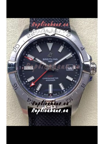 Breitling Avenger GMT Automatic 44 Swiss 1:1 Super Clone Replica Watch - Black Dial 