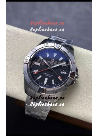 Breitling Avenger GMT Automatic 44 Swiss 1:1 Super Clone Replica Watch - Black Dial 
