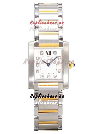 Cartier Tank Francaise Yellow Gold Two Tone Swiss Quartz Replica Watch 25.70MM