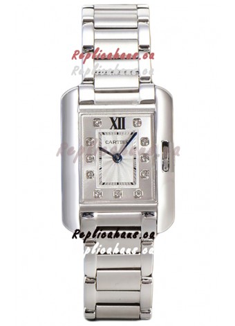 Cartier Tank Anglaise Steel Casing in Steel Strap Swiss Quartz Watch 30MM