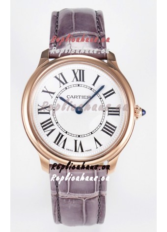 Ronde Louis Cartier Super Clone 36MM Rose Gold Watch in Swiss Quartz Movement