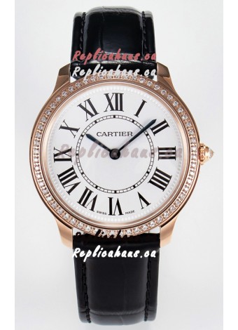 Ronde Louis Cartier Super Clone 36MM Rose Gold Watch in Swiss Quartz Movement