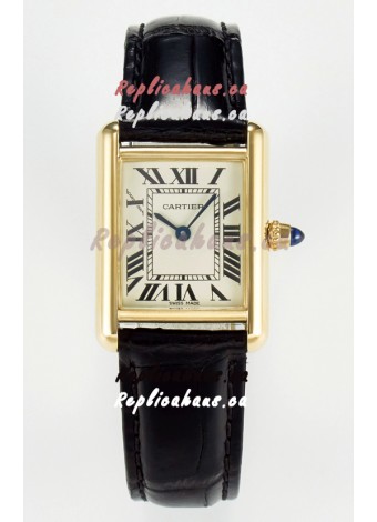 Tank Must Cartier Super Clone Edition 29MM Watch in Yellow Gold Casing 
