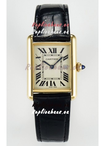 Tank Must Cartier Super Clone Edition 33.7 Watch in Yellow Gold Casing 