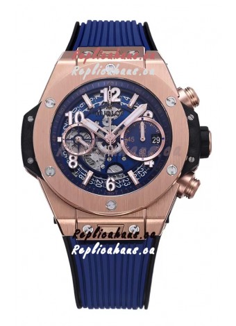 Hublot Big Bang Unico Blue Rose Gold Casing 1:1 Mirror Edition Swiss Replica Watch