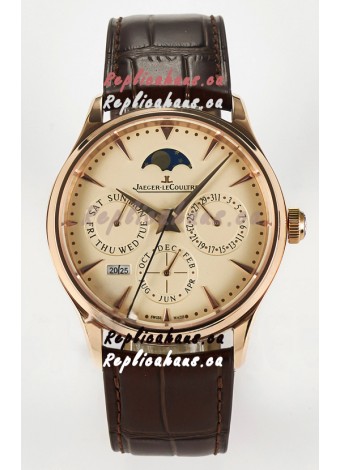 Jaeger LeCoultre Super Clone Master Ultra-Thin Perpetual Calendar Cream Dial Watch