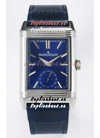 Jaeger-LeCoultre Reverso Super Clone DuoFace Blue/White Steel Replica Watch 
