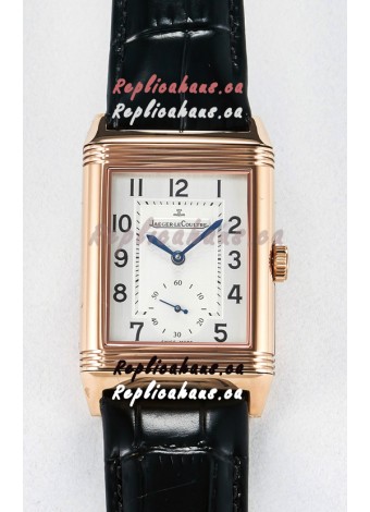 Jaeger-LeCoultre Reverso Super Clone DuoFace Black/White Rose Gold Replica Watch 