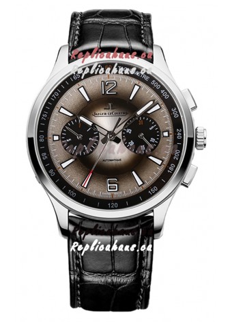 Jaeger LeCoultre Polaris Q902843J Chronograph Grey Dial Leather Strap Swiss Replica Watch 