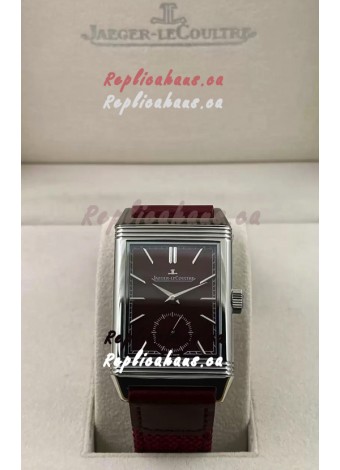 Jaeger-LeCoultre Reverso DuoFace Steel Casing Watch Red Dial in Swiss Automatic Movement
