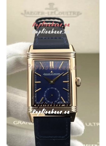 Jaeger-LeCoultre Reverso DuoFace Rose Gold Casing Watch Blue Dial in Swiss Automatic Movement