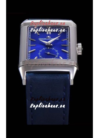 Jaeger LeCoultre Reverso Swiss Replica Watch in Steel Casing - Blue Dial 