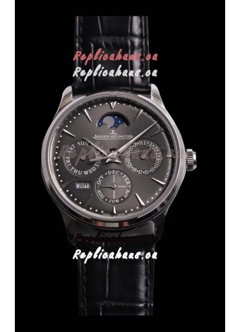 Jaeger LeCoultre Master Ultra Thin Perpetual Swiss Replica Watch in Grey Dial 