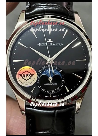 Jaeger LeCoultre Master Ultra Thin Moon Black Dial 904L Steel 1:1 Mirror Replica Watch