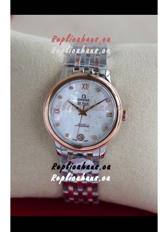 Omega De Ville Edition Swiss Automatic Watch in Two Tone Rose Gold White Dial 