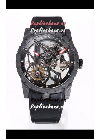 Roger Dubuis Excalibur Spider Flying Tourbillon Skeleton Carbon Casing 42MM 1:1 Mirror Swiss Watch