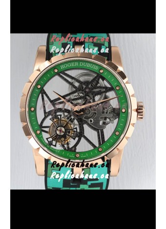 Roger Dubuis Excalibur Spider Flying Tourbillon Skeleton Rose Gold Casing 42MM 1:1 Mirror Swiss Watch