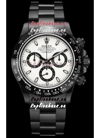 Rolex Daytona Blaken 1:1 Swiss Mirror Replica White Dial Cal.4130 Movement (WITH BOX) 