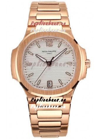 Patek Philippe Nautilus 7118R 35MM 1:1 Rose Gold White Dial 1:1 Mirror Replica Watch
