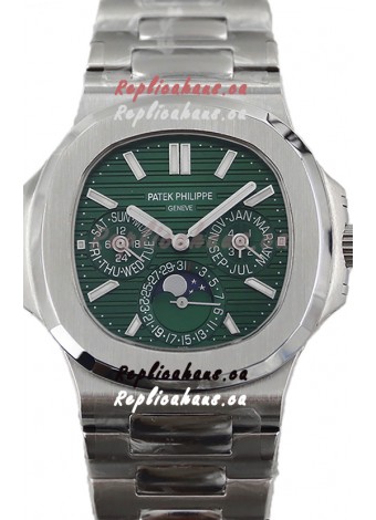 Patek Philippe Nautilus 5740 Perpetual Calendar Stainless Steel Green Dial Swiss Replica Watch 