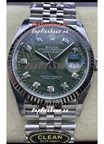 Rolex Datejust Cal.3235 Movement 1:1 Mirror Replica 904L Steel 36MM - Green Palm Motif Dial