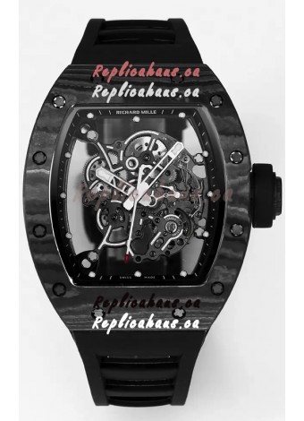Richard Mille RM055 Black Carbon Casing Black Rubber 1:1 Superclone Genuine Tourbillon Watch 