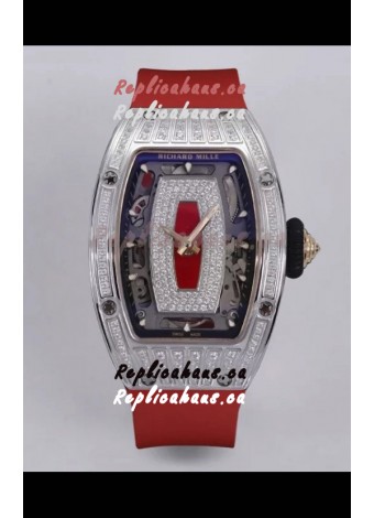Richard Mille Super Clone RM07-01 Diamonds Paved 904L Steel Casing Automatic Replica Watch