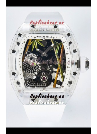 Richard Mille RM26-01 Tourbillon Panda Transparent Sapphires Casing Watch - Super Clone Replica