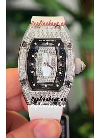 Richard Mille RM007 Diamonds Paved Black Dial 904L Steel Superclone Swiss Watch
