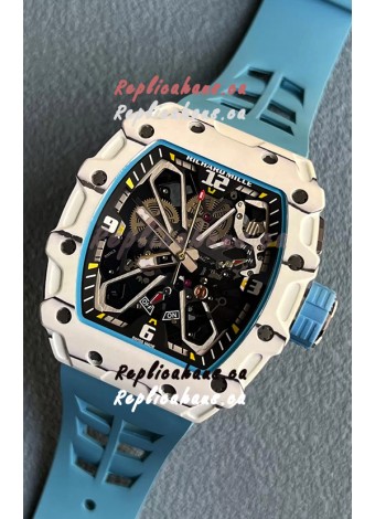 Richard Mille RM35-03 Rafael Nadal Edition White Carbon Fiber Casing 1:1 Mirror Replica Watch in Blue Strap