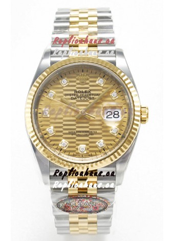 Rolex Super Clone Datejust ETA 3235 Movement 36MM Two Tone Yellow Gold Swiss Fluted Dial